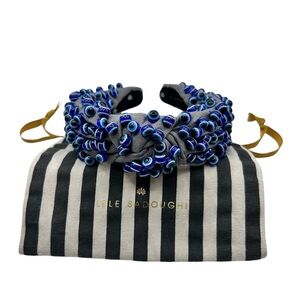 Lele Sadoughi Evil Eye-Embellished Linen-Blend Knotted Headband